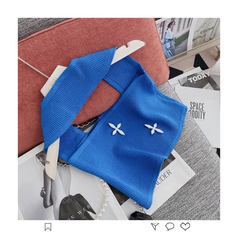 Áo Tank Top Dệt Kim Cổ Treo Thời Trang Mùa Hè Cho Nữ