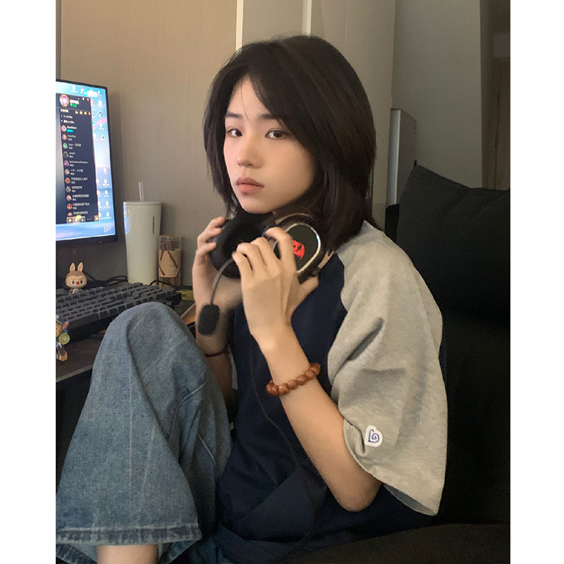 Áo Thun Ngắn Tay Cổ Tròn Thời Trang Vintage Mỹ Cá Tính Cho Nữ