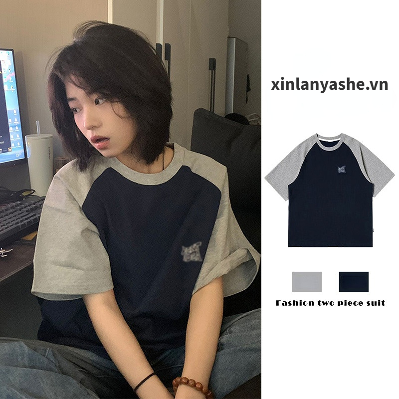 Áo Thun Ngắn Tay Cổ Tròn Thời Trang Vintage Mỹ Cá Tính Cho Nữ