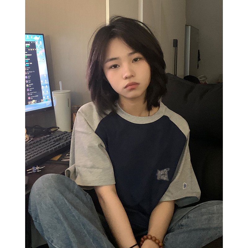 Áo Thun Ngắn Tay Cổ Tròn Thời Trang Vintage Mỹ Cá Tính Cho Nữ