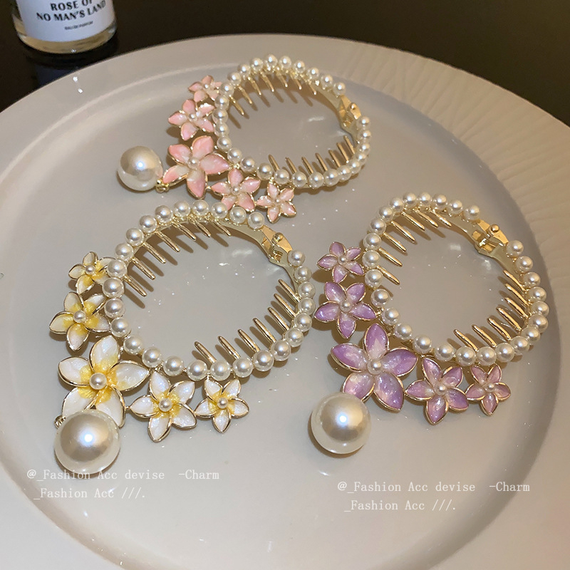 Kẹp Tóc Đuôi Ngựa Đính Hoa Tua Rua Dễ Thương Cho Bạn Gái