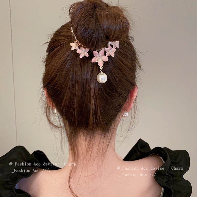 Kẹp Tóc Đuôi Ngựa Đính Hoa Tua Rua Dễ Thương Cho Bạn Gái