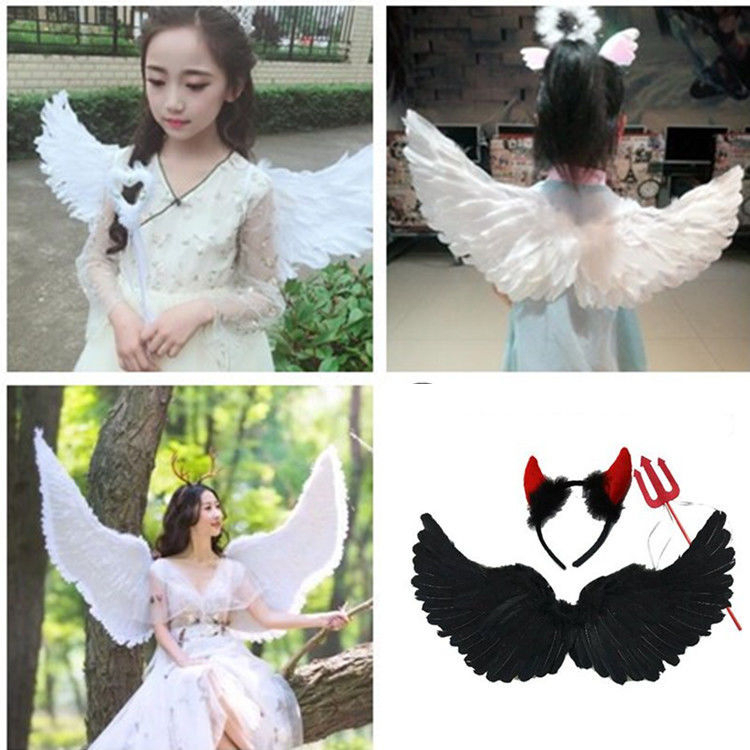 Đôi cánh thiên thần cho cô gái thiên thần trang phục lông vũ trắng đôi cánh tiên cosplay sinh nhật bộ đạo cụ ảnh halloween