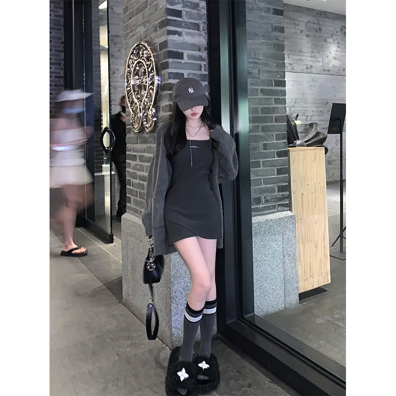 LANJIEXI Pure Desire Hot Đầm Hai Dây Ôm Eo Phong Cách Mới Quyến Rũ Cho Nữ