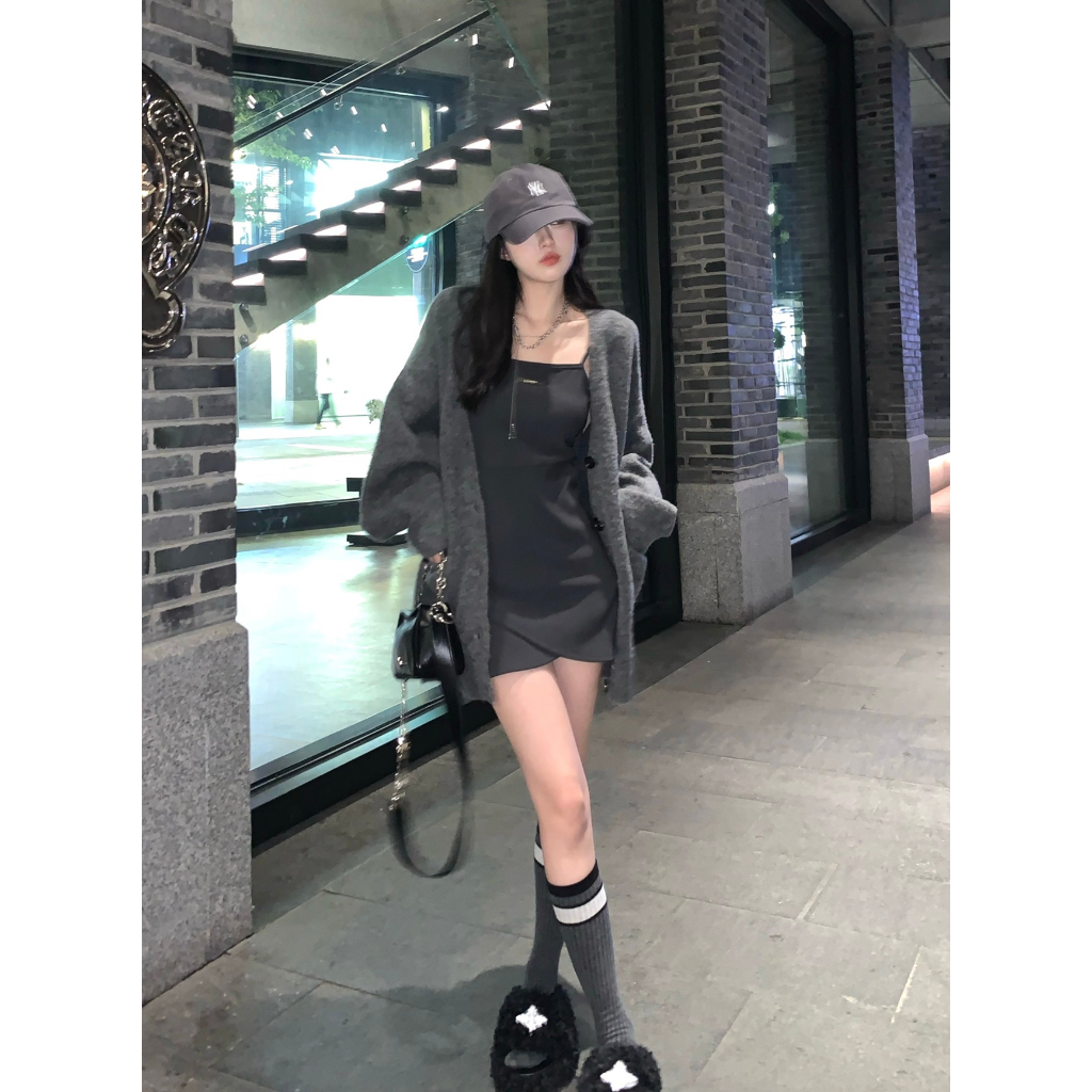 LANJIEXI Pure Desire Hot Đầm Hai Dây Ôm Eo Phong Cách Mới Quyến Rũ Cho Nữ