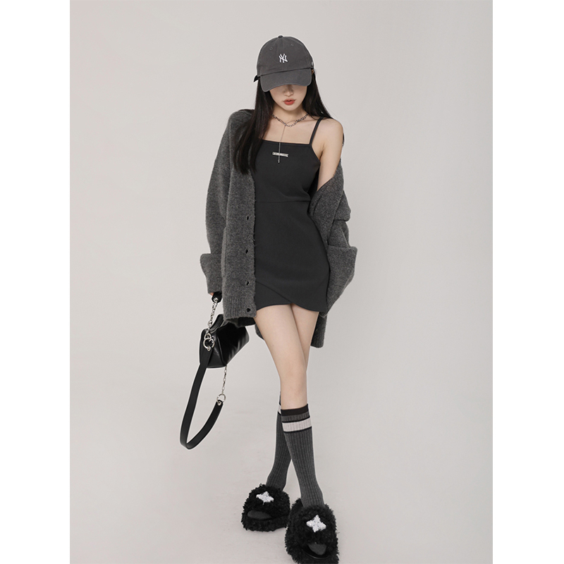 LANJIEXI Pure Desire Hot Đầm Hai Dây Ôm Eo Phong Cách Mới Quyến Rũ Cho Nữ