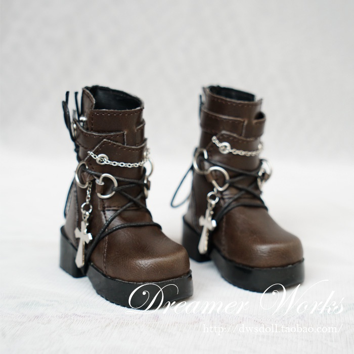 Giày Búp Bê Cao Đến Mắt Cá Chân Cột Dây Chéo Màu Đen Trắng Phong Cách punk Cho Búp Bê 1 / 3 1 / 4sd