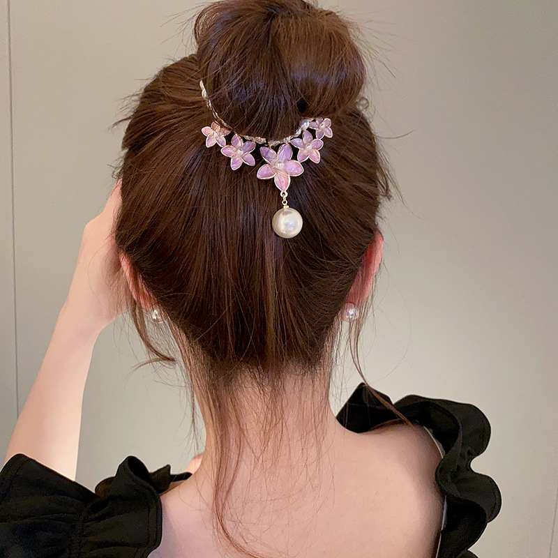 Kẹp Tóc Đuôi Ngựa Đính Hoa Tua Rua Dễ Thương Cho Bạn Gái