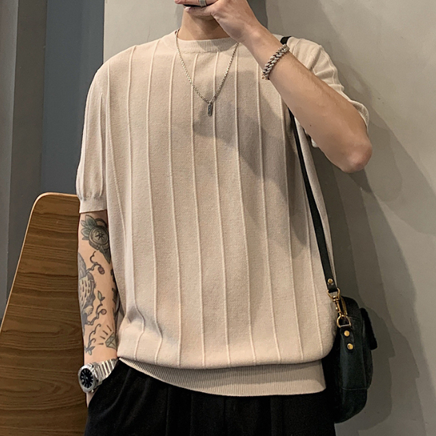 Áo Sơ Mi Nam Tay Lửng Dáng Ôm Họa Tiết Kẻ Sọc Phong Cách Mới Dễ Phối Đồ Size M-3xl