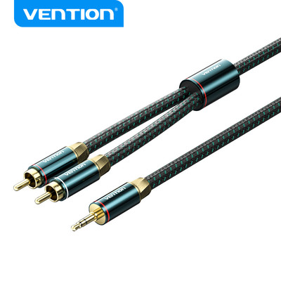Dây Cáp Lõi Nhôm Vention 3.5mm Male Sang 2RCA Male Cho Máy Tính / Laptop / Điện Thoại / Loa