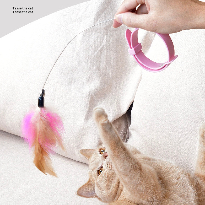 Elsabell. Cần câu mèo đeo cổ tự chơi, đồ chơi tự tương tác cho chó mèo