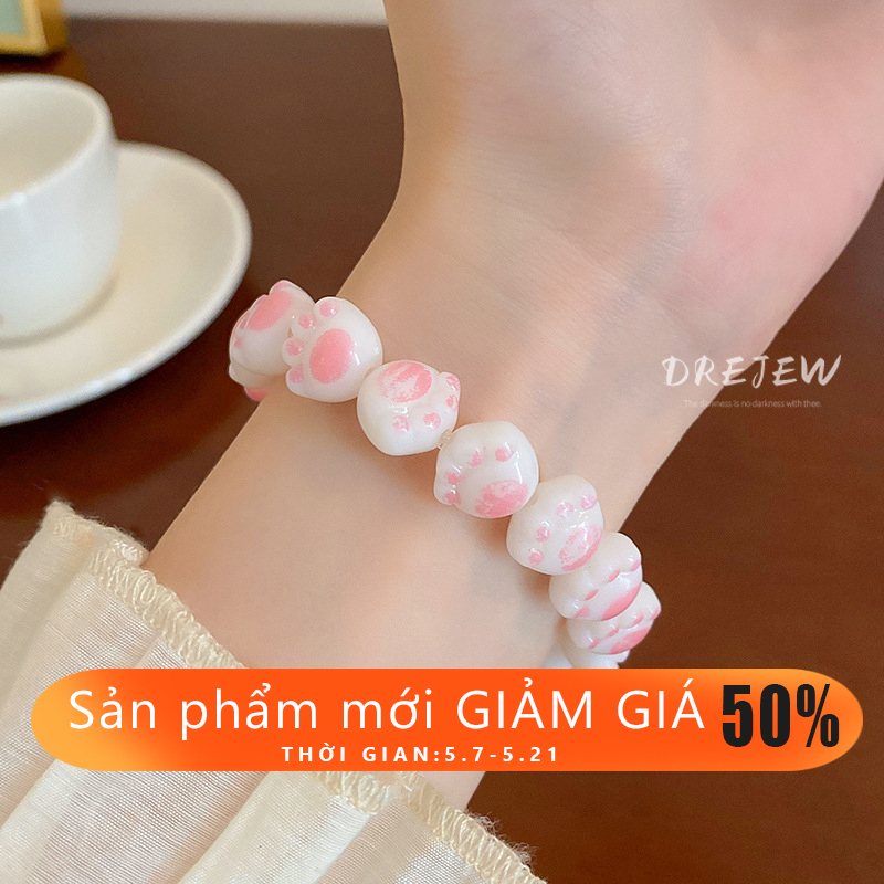 Vòng Đeo Tay Co Giãn In Hình Dấu Chân Mèo Dễ Thương Thời Trang Cho Nữ