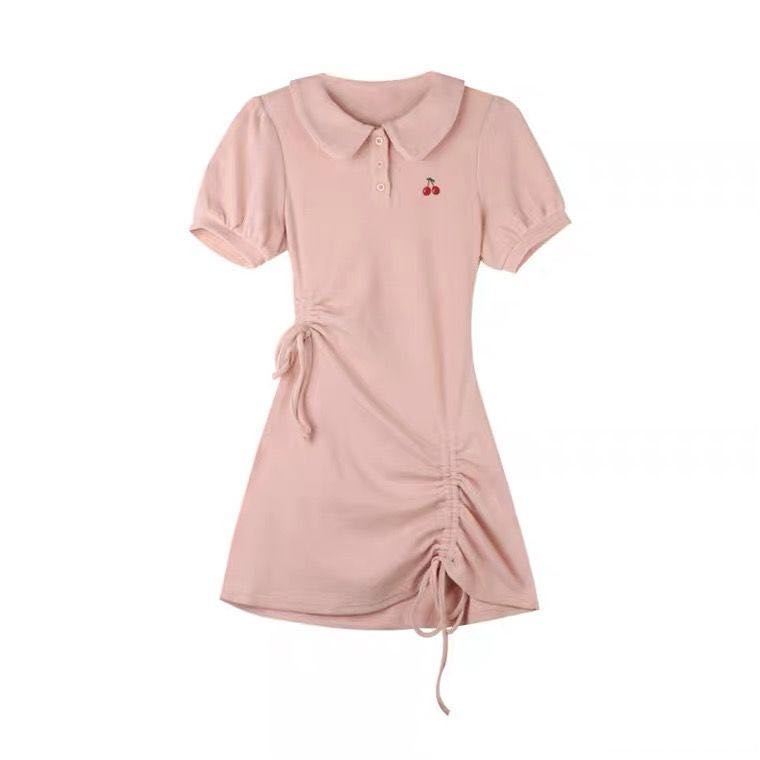 DannieWan váy nữ váy sơ mi váy hồng váy mùa hè Polo A22M1H6