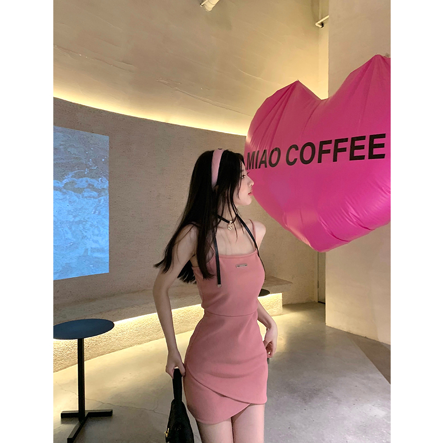 LANJIEXI Pure Desire Hot Đầm Hai Dây Ôm Eo Phong Cách Mới Quyến Rũ Cho Nữ