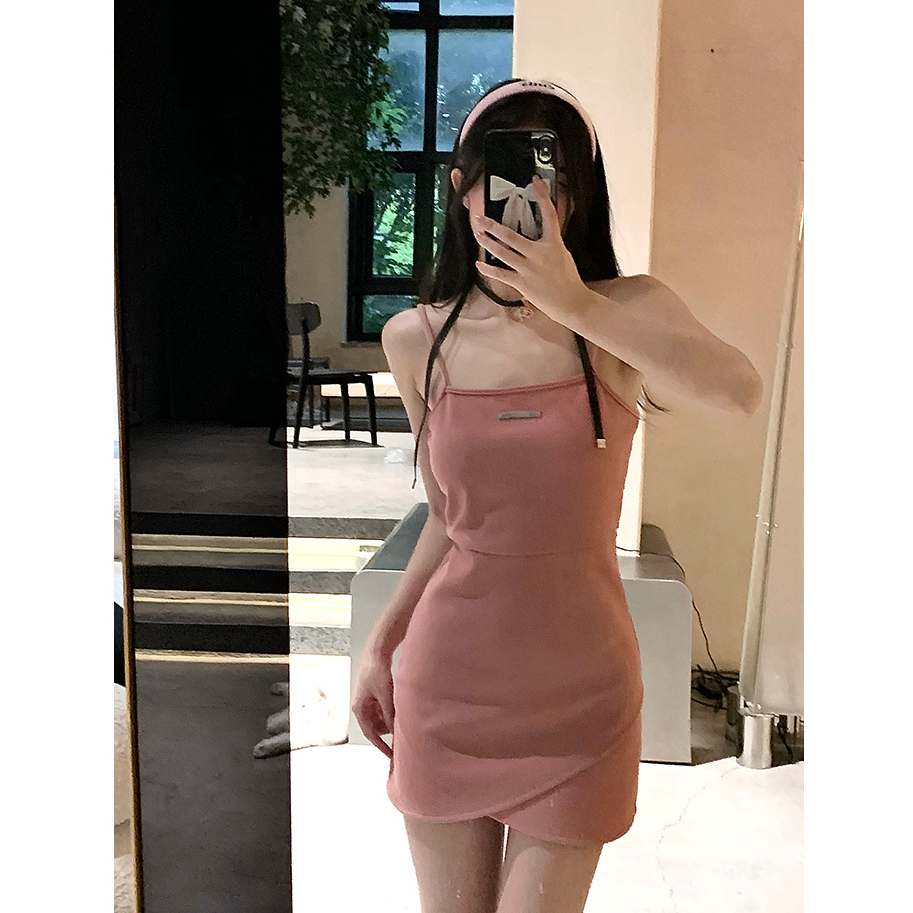 LANJIEXI Pure Desire Hot Đầm Hai Dây Ôm Eo Phong Cách Mới Quyến Rũ Cho Nữ