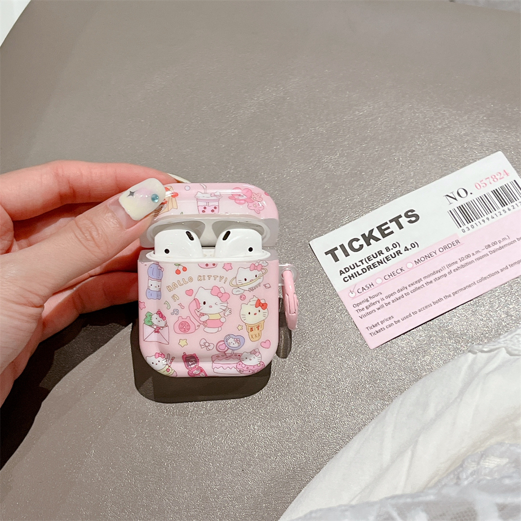 Ốp Bảo Vệ Hộp Đựng Tai Nghe AirPods 1 / 2 / 3 Hình Mèo Kitty Xinh Xắn