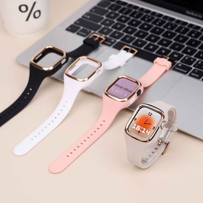 Dây Đeo Silicone + Ốp Bảo Vệ Cho Đồng Hồ iWatch 8 se 7 6 5 4 3 3 38mm 40mm