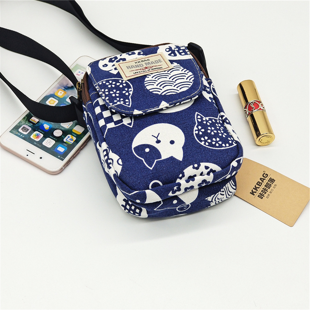 Túi Đeo Chéo Đựng Điện Thoại Bằng Vải Canvas Siêu Nhẹ Thiết Kế Hình Vuông Nhỏ Nhắn Thời Trang Cho Nam Và Nữ