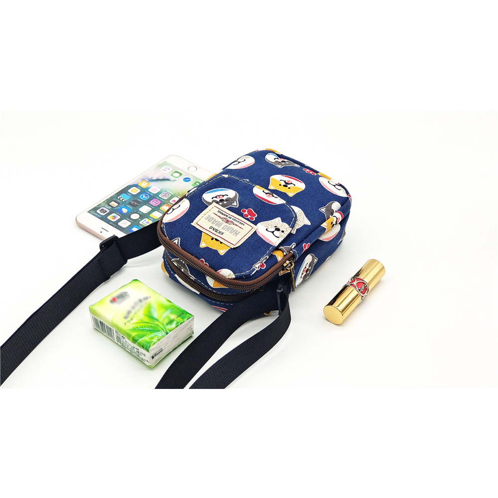 Túi Đeo Chéo Đựng Điện Thoại Bằng Vải Canvas Siêu Nhẹ Thiết Kế Hình Vuông Nhỏ Nhắn Thời Trang Cho Nam Và Nữ