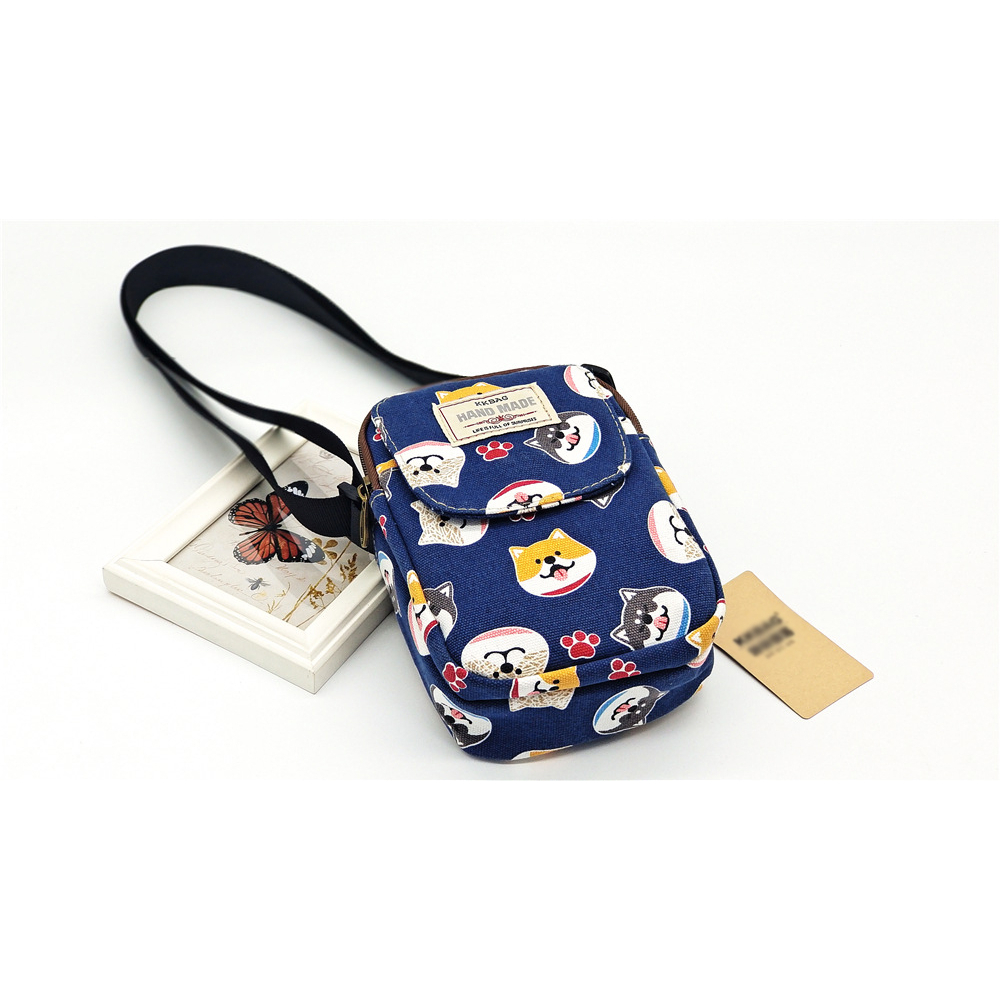 Túi Đeo Chéo Đựng Điện Thoại Bằng Vải Canvas Siêu Nhẹ Thiết Kế Hình Vuông Nhỏ Nhắn Thời Trang Cho Nam Và Nữ