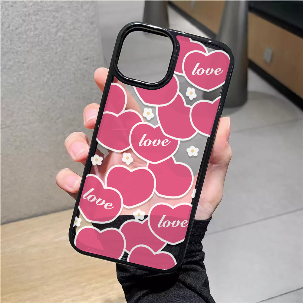 Ốp Điện Thoại Acrylic Cứng Trong Suốt Họa Tiết Trái Tim Cho iphone 14 pro Max 11 13 12 7Plus 8 X XS Max