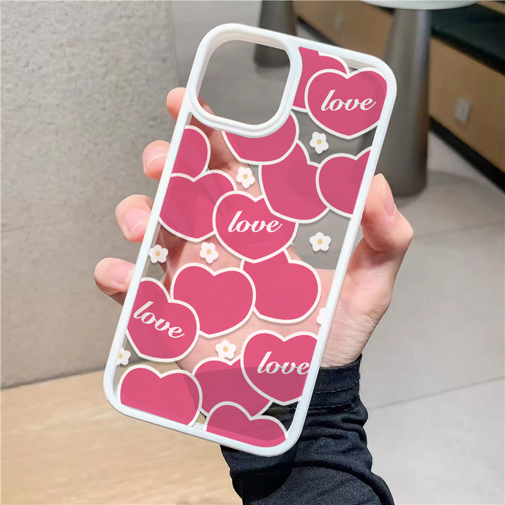 Ốp Điện Thoại Acrylic Cứng Trong Suốt Họa Tiết Trái Tim Cho iphone 14 pro Max 11 13 12 7Plus 8 X XS Max