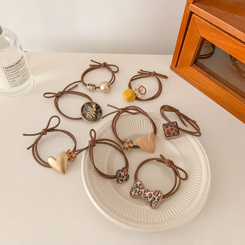 Set 10 Dây Buộc Tóc Cao Su In Họa Tiết Da Báo Đơn Giản Dành Cho Nữ