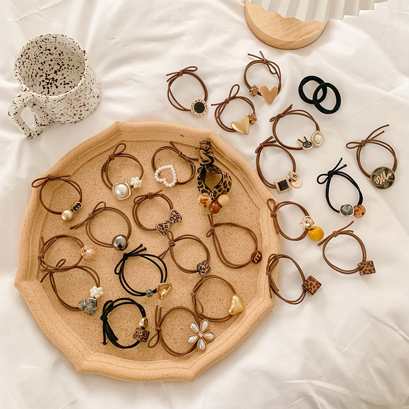 Set 10 Dây Buộc Tóc Cao Su In Họa Tiết Da Báo Đơn Giản Dành Cho Nữ