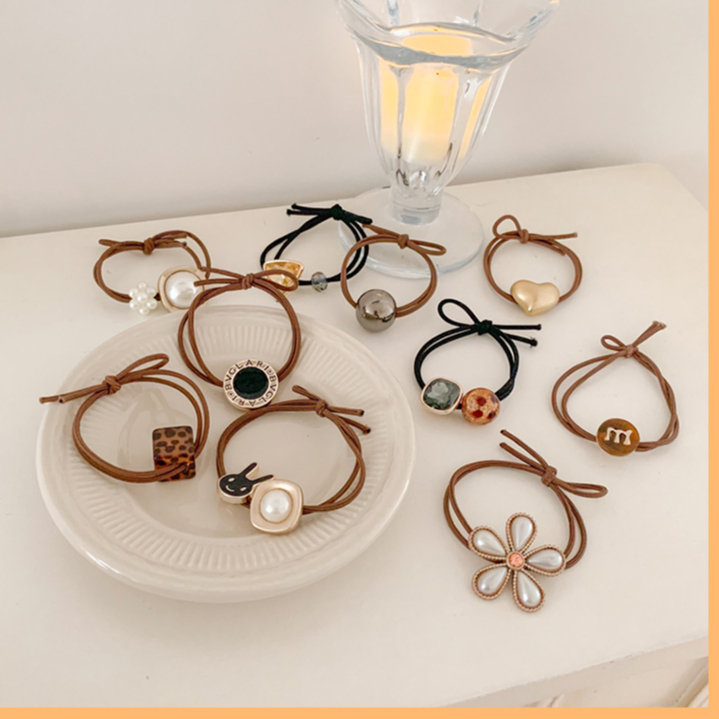 Set 10 Dây Buộc Tóc Cao Su In Họa Tiết Da Báo Đơn Giản Dành Cho Nữ