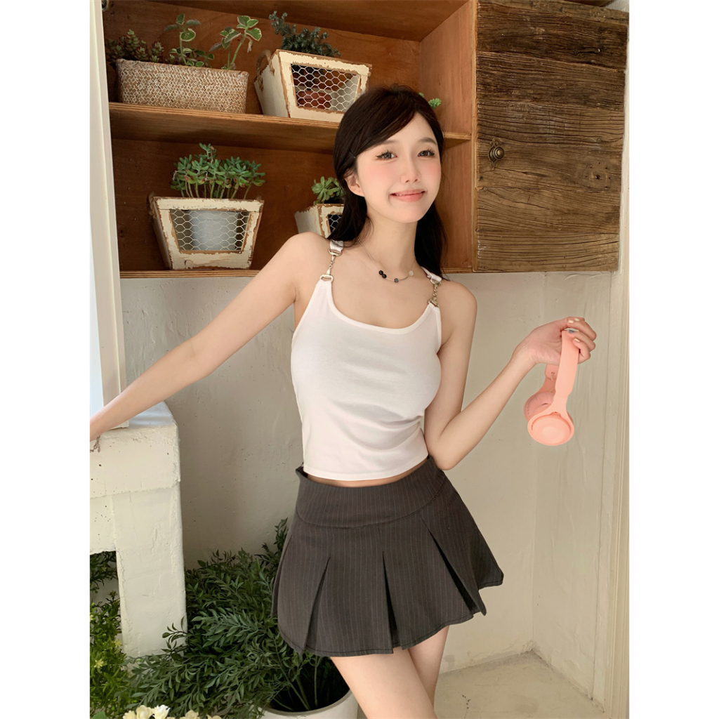 Xiaozhainv Áo Croptop Không Tay Dáng Ôm Thời Trang Mùa Hè Dành Cho Nữ