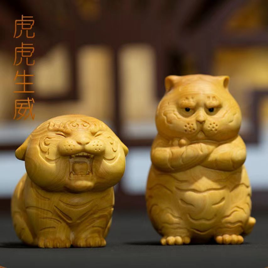 Yaba Mặt Dây Chuyền Bằng Gỗ Đàn Hương Xanh Lá Khắc Hình Đầu Hổ May Mắn Di Động Trang Trí Cho Nam Và Nữ Wenwan