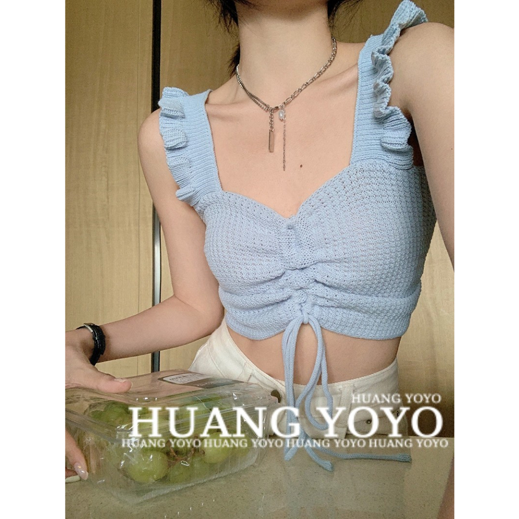 Áo Croptop Dệt Kim Màu Trơn Dáng Ôm Thời Trang Mùa Hè Cho Nữ