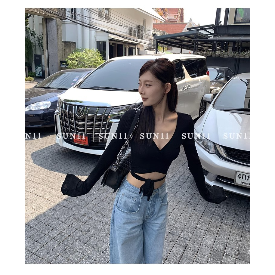 Áo Thun Lửng Tay Dài Thời Trang Quyến Rũ Dành Cho Nữ