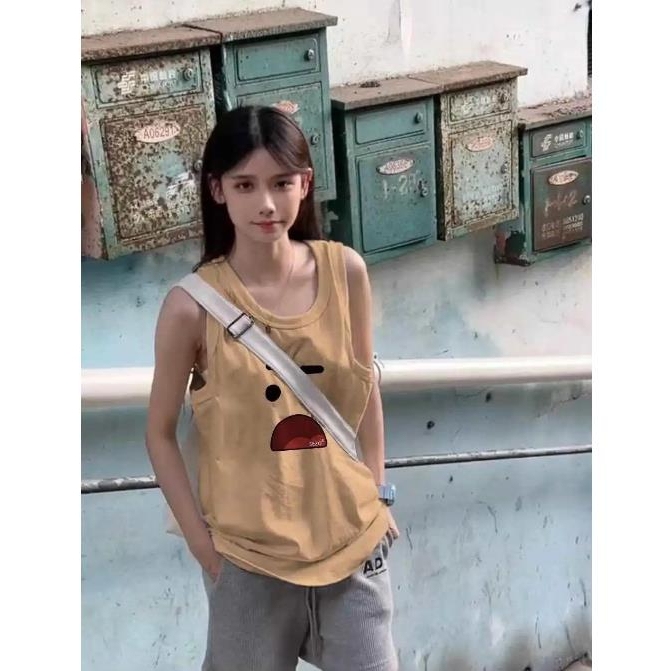 Jiashucheng Áo Thun Kaki Không Tay Thời Trang Mùa Hè Pháp Ngọt Ngào Dành Cho Nữ