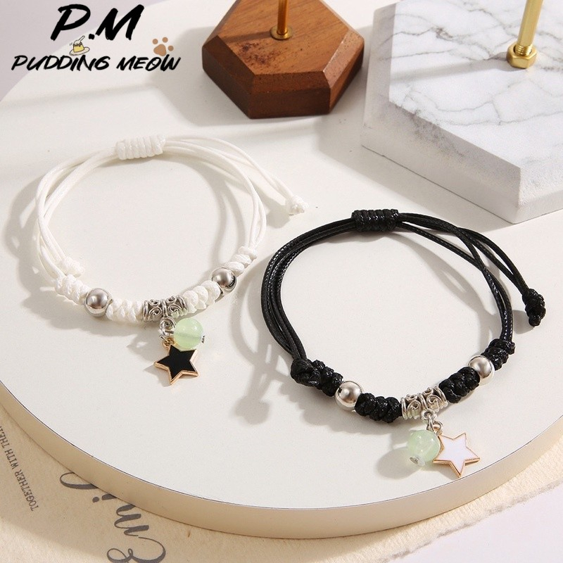 2 Chiếc Phát Sáng Cặp Đôi Vòng Tay Có Thể Điều Chỉnh Vòng Tay Hàn Quốc Bạn Thân Vòng Tay Phụ Kiện Thời Trang