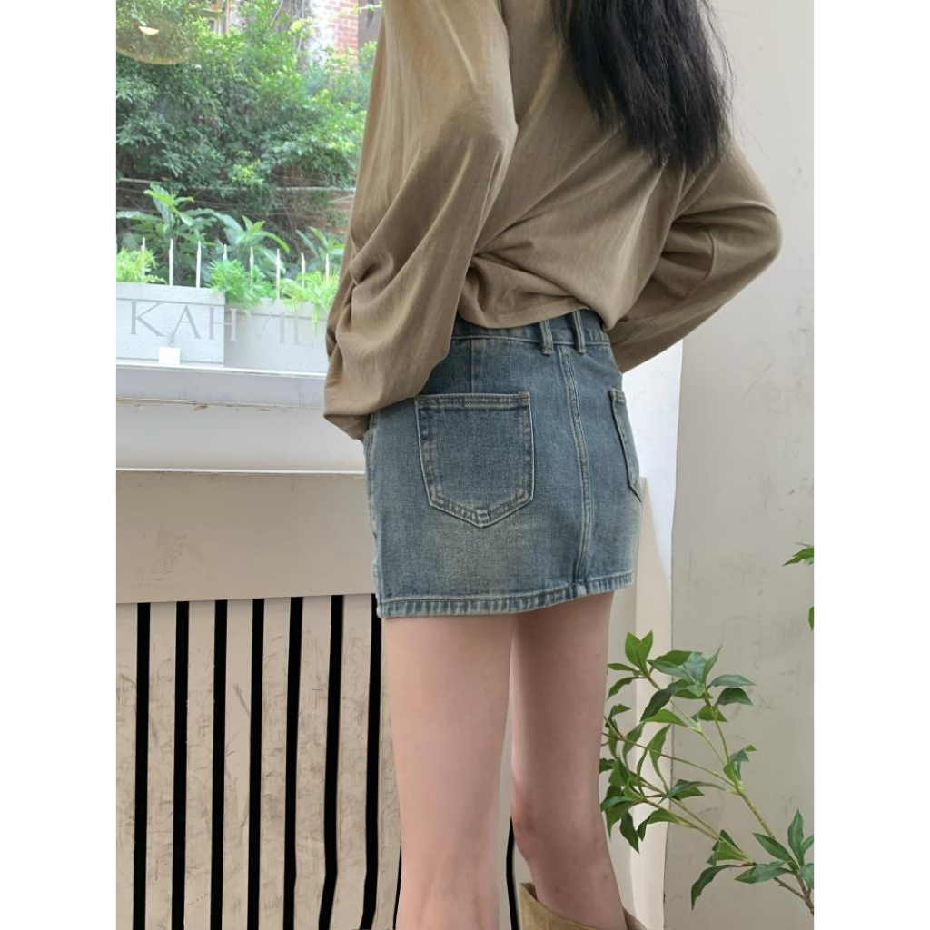 Chân váy jean Mini Lưng Cao Màu Xanh Dương Phong Cách Cổ Điển Thời Trang Mùa Hè Mới Cho Nữ