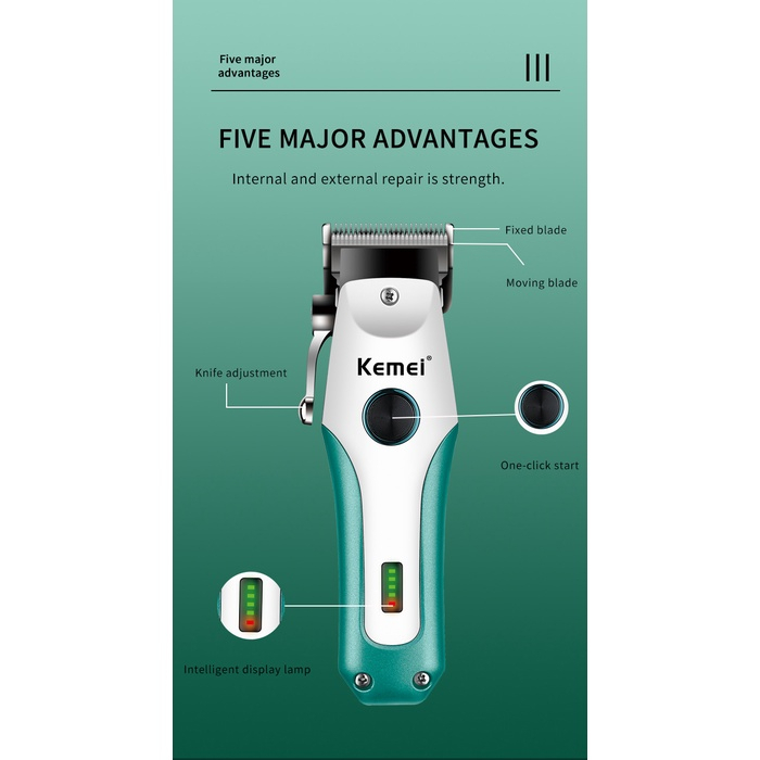 Tông Đơ Cắt Tóc Chuyên Nghiệp Không Dây Kemei Cho Nam