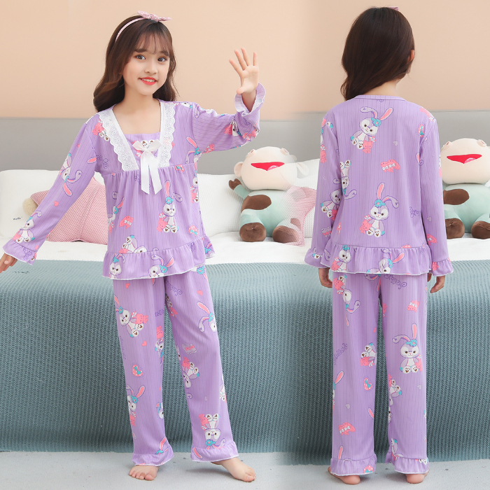 Bộ Đồ Ngủ In Hoạt Hình Kuromi Cinnamoroll Dễ Thương Cho Bé Gái