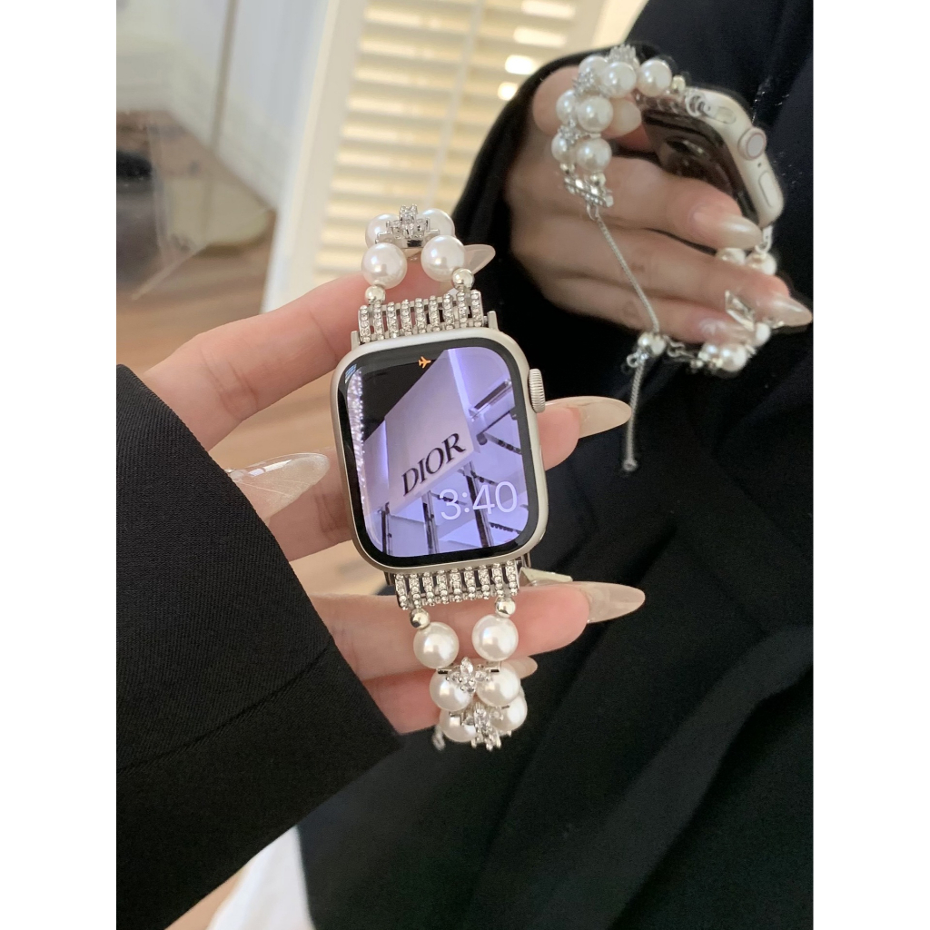 Dây Đeo Tay Chuỗi Hạt 49mm 45 41 40 38 44m Thay Thế Chuyên Dụng Cho Apple Watch Serie 7 8 6 Se 5 4 Ultra