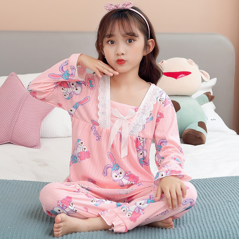 Bộ Đồ Ngủ In Hoạt Hình Kuromi Cinnamoroll Dễ Thương Cho Bé Gái