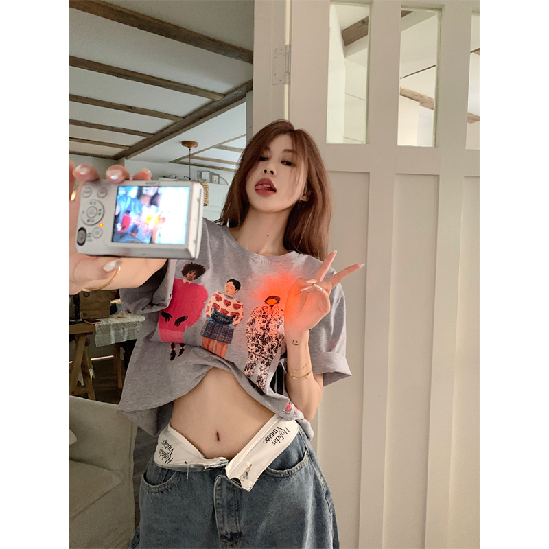 Áo Thun Nữ Ngắn Tay In Hình LALISAS Phong Cách retro Mỹ