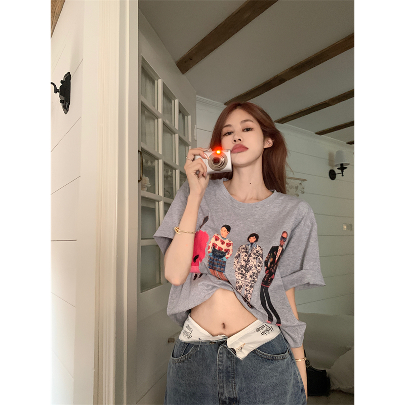 Áo Thun Nữ Ngắn Tay In Hình LALISAS Phong Cách retro Mỹ