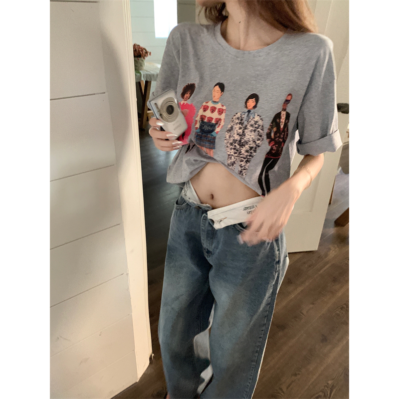 Áo Thun Nữ Ngắn Tay In Hình LALISAS Phong Cách retro Mỹ