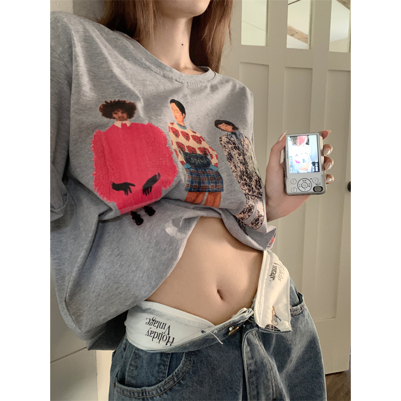 Áo Thun Nữ Ngắn Tay In Hình LALISAS Phong Cách retro Mỹ