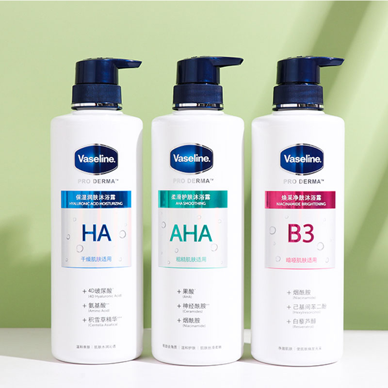 Gel Tắm Vaseline Chiết Xuất Axit Trái Cây Niacinamide Hyaluronic Làm Mềm Da Dung Tích 500ml