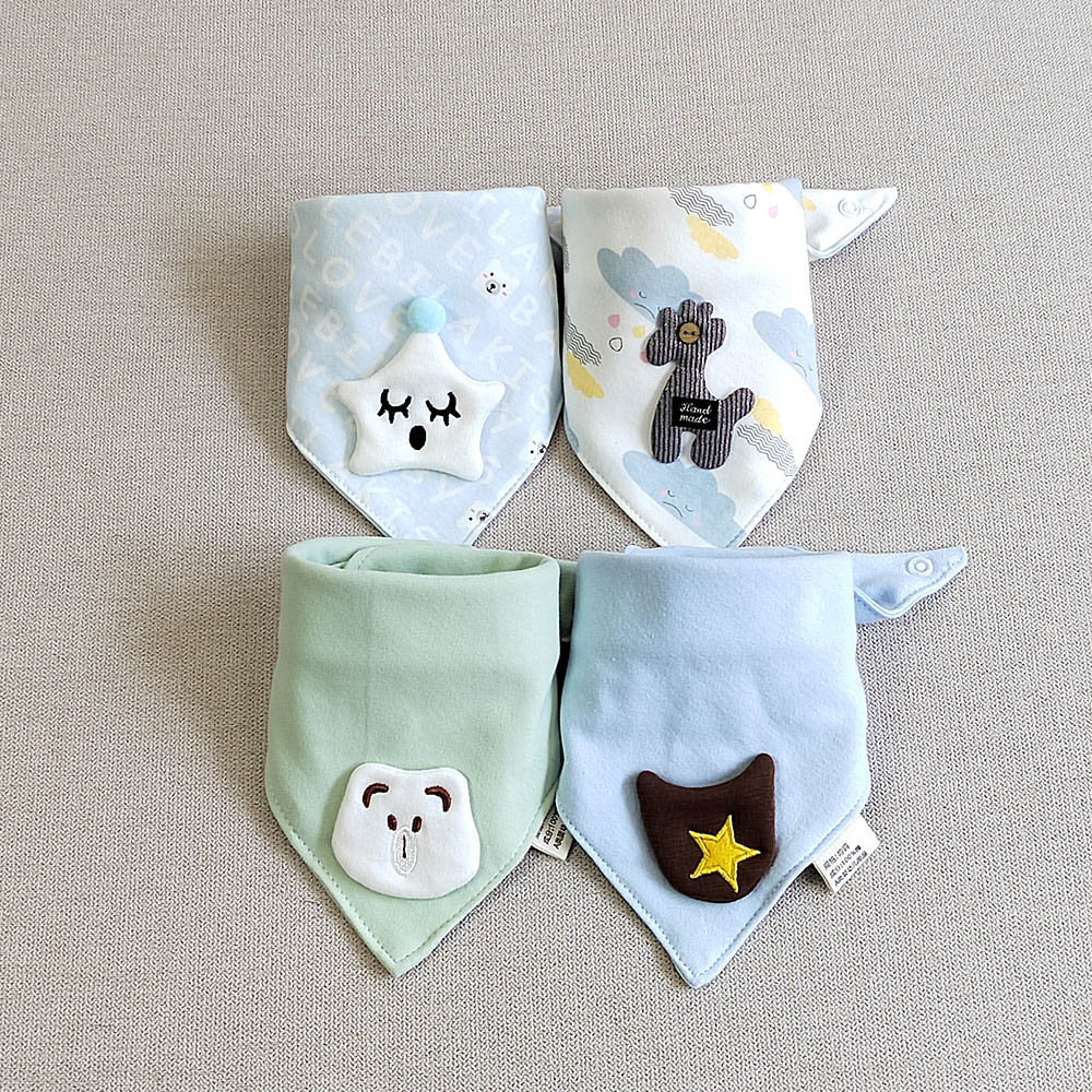 Set 4 Yếm Ăn Cotton Xinh Xắn Dành Cho Bé