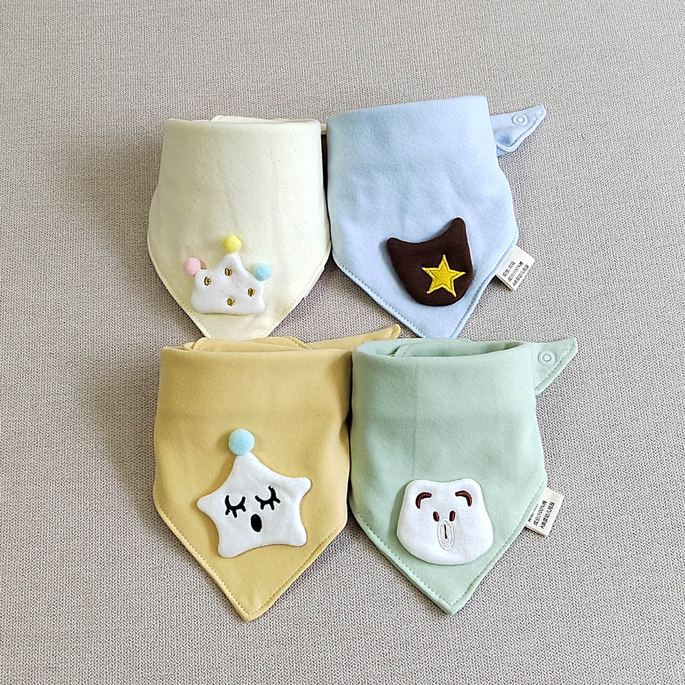 Set 4 Yếm Ăn Cotton Xinh Xắn Dành Cho Bé