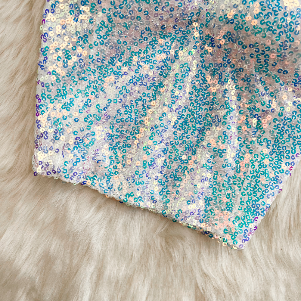 LANJIEXI Áo Hai Dây Ngắn Đính Kim Sa Lấp Lánh Phong Cách Phương Tây Quyến Rũ Cho Nữ