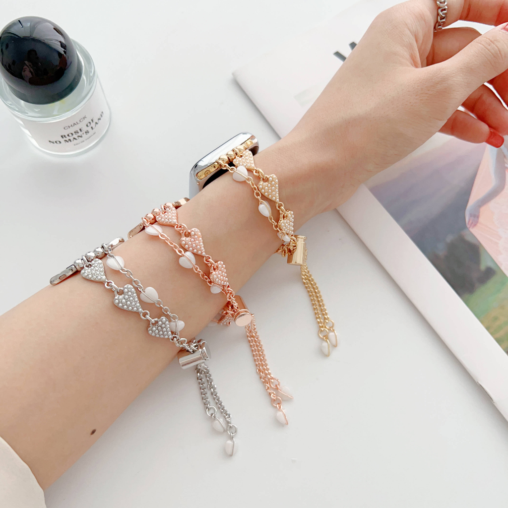 Dây Đeo Bằng Thép Không Gỉ Mỏng Đính Đá Cho Đồng Hồ Thông Minh Apple Watch Series 8 7 6 SE 5 4 3 2 1 IWatch 38 40 41 42 44 45mm