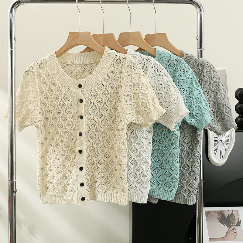 Áo Cardigan Dệt Kim Tay Ngắn Thiết Kế Mới Thời Trang Mùa Hè Dành Cho Nữ